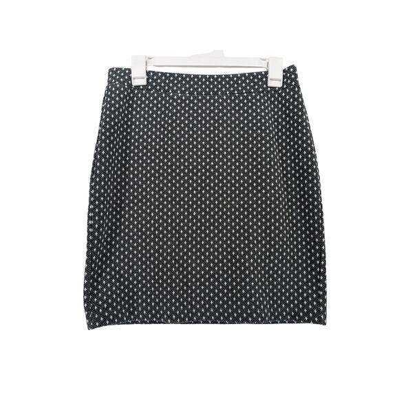 Loft Diamond Print Pencil Skirt Small Black White Mini Elastic Waist Formal Work - Picture 1 of 8